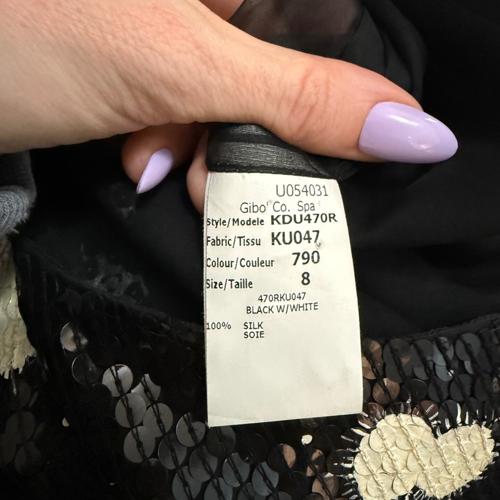 Michael Kors - Black Abstract Sequin One Shoulder Dress - size 8 - Picture 14 of 15